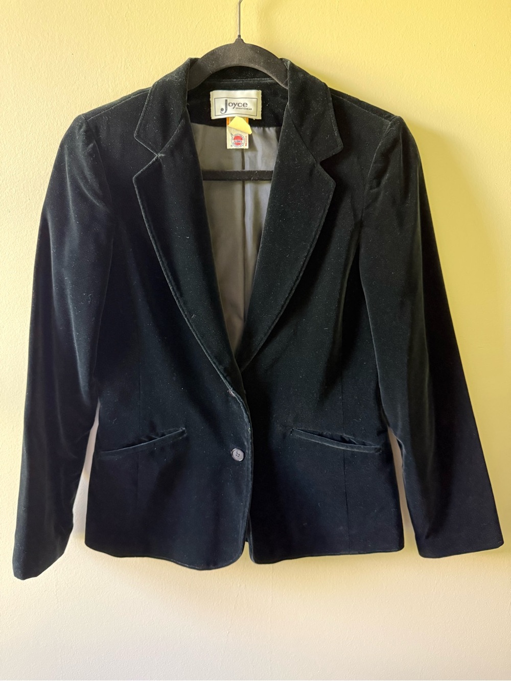 Vintage 70s Joyce Sportswear Black Velvet Blazer Union Made USA NWT XS